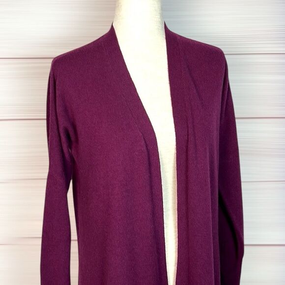 PROJECT Cashmere Open Front Cardigan Sweater Purple V-neck size S - Picture 2 of 8